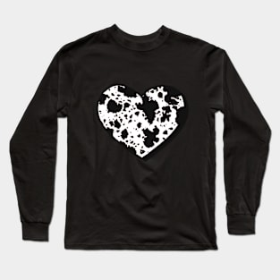 Heart Filled Cow Print Design Long Sleeve T-Shirt